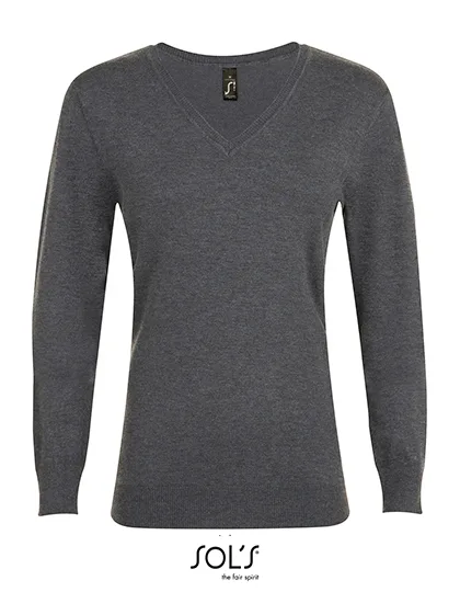 SOL´S V-Ausschnitt Pullover mit Elasthan für Damen, Charcoal Melange XL, L01711