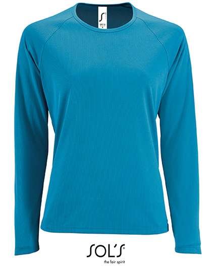 SOL´S Langarm Sport T-Shirt Neonfarben für Damen, Black M, L02072
