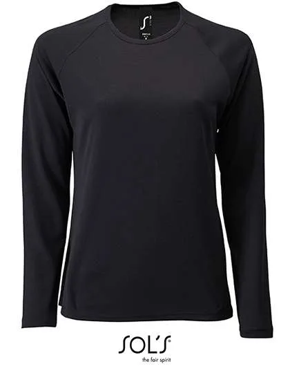 SOL´S Langarm Sport T-Shirt Neonfarben für Damen, Black M, L02072