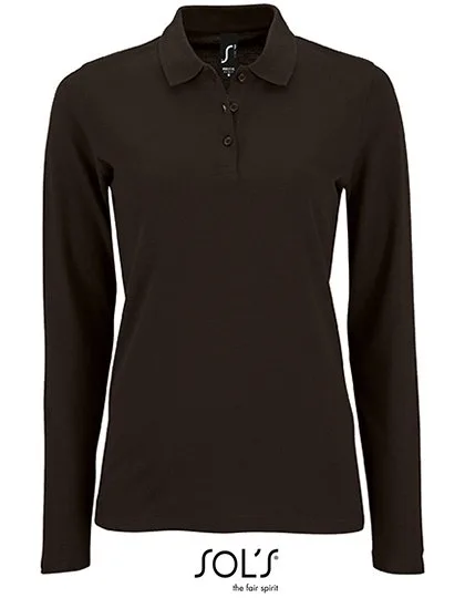 SOL´S Langarm Piqué Poloshirt mit Knopfleiste für Damen, Black XXL, L02083