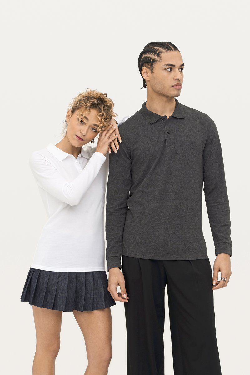 SOL´S Long Sleeve Polo Shirt in Cotton for Men, White XXL, L02087
