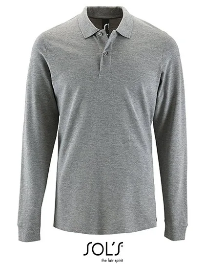 SOL´S Langarm Poloshirt aus Baumwolle für Herren, Grey Melange 4XL, L02087