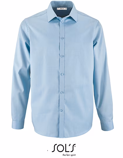 SOL'S Herringbone Shirt Brody, White for Men, Sky Blue S, L02102