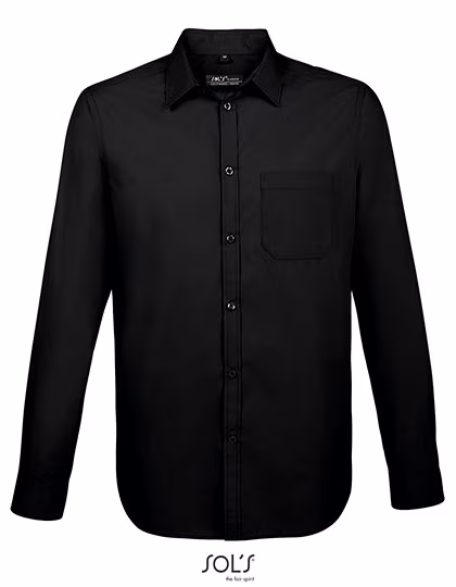 SOL'S Men's Shirt Baltimore Fit with Chest Pocket, Black S, L02922