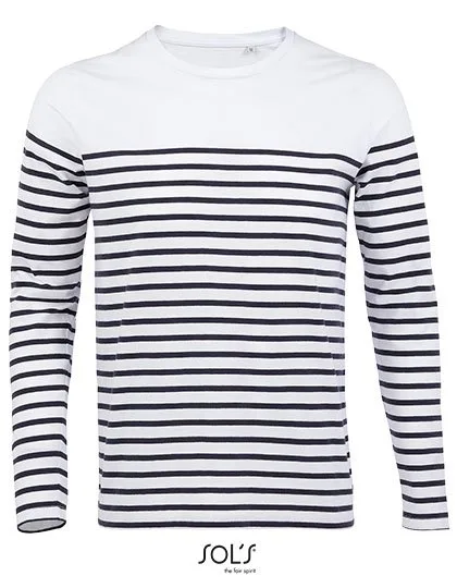 SOL´S Langarm Matrosen T-Shirt gestreift für Herren, White/Navy S, L03099