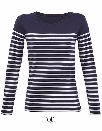SOL´S Gestreiftes Langarm-T-Shirt aus Baumwolle, French Navy/White S, L03100