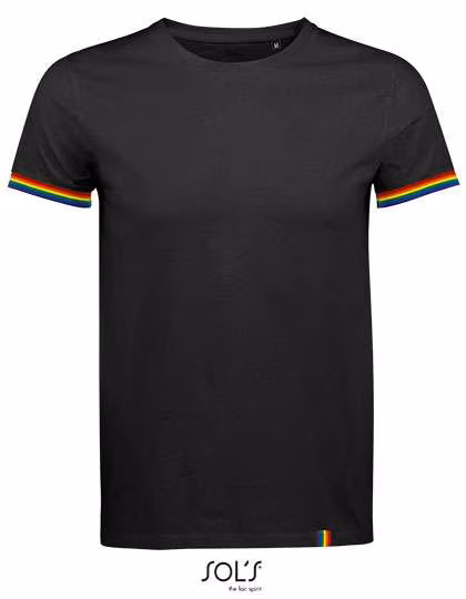 SOL´S T-Shirt Rainbow con girocollo da Uomo, Deep Black/Multicolore L, L03108