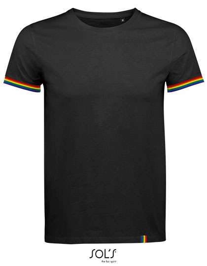 SOL´S T-Shirt Rainbow mit Rundhalsausschnitt für Herren, Deep Black/Multicolore S, L03108
