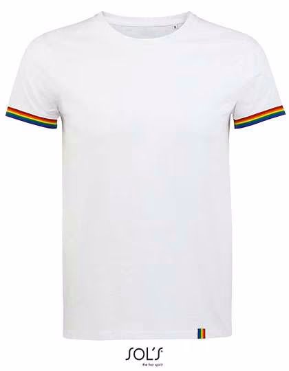 SOL´S T-Shirt Rainbow mit Rundhalsausschnitt für Herren, White/Multicolore XL, L03108