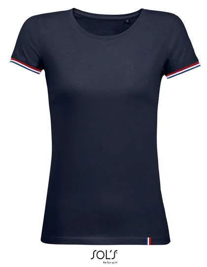SOL´S T-Shirt Rainbow, Baumwolle, Kurzarm für Damen, French Navy/Royal Blue (Striped) M, L03109