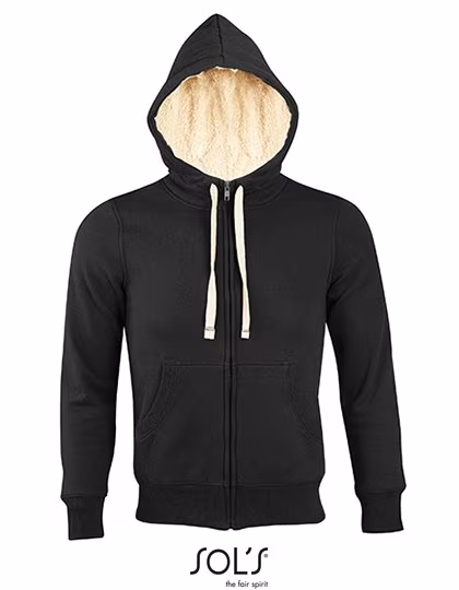 SOL'S Sherpa-Lined Hooded Jacket with Kangaroo Pockets, Black XXS, L482