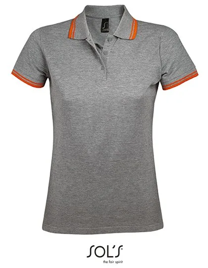 SOL´S Polo Shirt Pasadena mit Kontrast-Streifen, Grey Melange/Orange L, L586