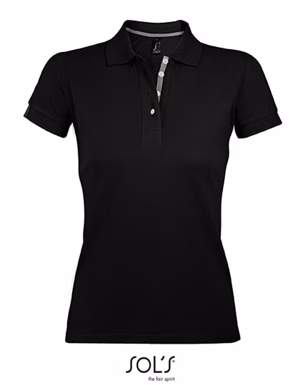 SOL´S Polo Portland en Coton pour femmes, Black/Grey (Solid) XS, L588