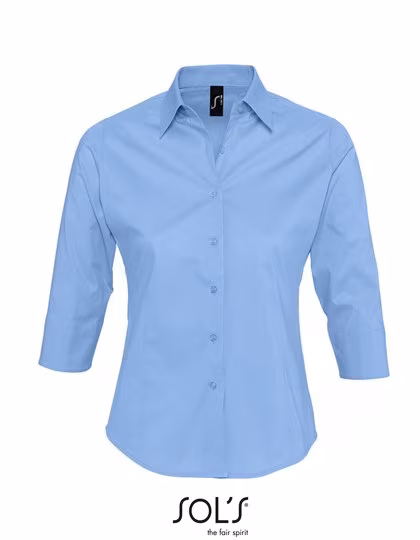 SOL´S Stretchbluse mit 3/4-Ärmeln für Damen, Bright Sky S, L631