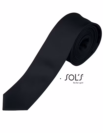 SOL'S Slim Tie Gatsby Necktie made of Satin, Black 152 x 5 cm, L821