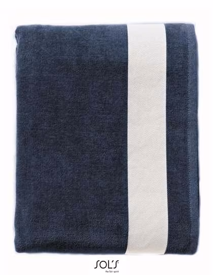 SOL´S Strandtuch Lagoon mit Velours-Baumwolle, French Navy/White 100 x 160 cm, L896