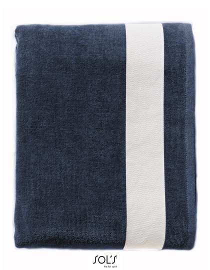 SOL´S Strandtuch Lagoon mit Velours-Baumwolle, French Navy/White 100 x 160 cm, L896