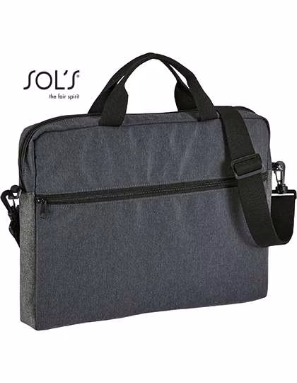 SOL'S Dual Material Business Bag with Shoulder Strap, Charcoal Melange 40 x 29 x 5,5 cm, LB02114
