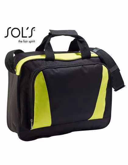 SOL'S Business Bag Cambridge made of 600D Polyester, Black/Apple Green 40 x 31 x 11 cm, LB71700