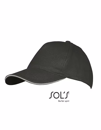 SOL'S Casquette cinq panneaux Long Beach Coton, Dark Grey (Solid)/Light Grey (Solid) One Size, LC00594