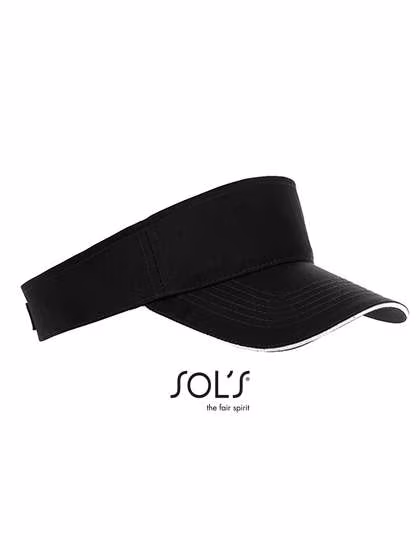 SOL´S Baumwoll-Sonnenblende Ace mit Klettverschluss, Black/White One Size, LC01196
