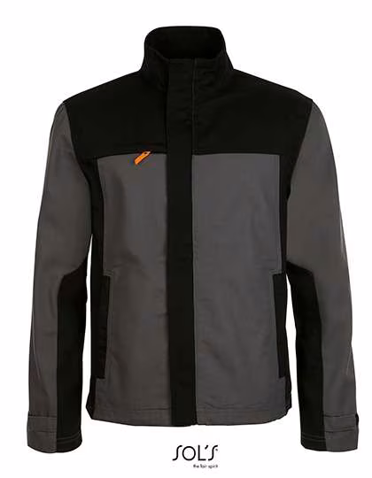 SOL'S Work Jacket Impact Pro with Reflectors for Men, Dark Grey (Solid)/Black S, LP01565