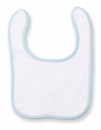 Larkwood Baby Bib with Pastel Edge, White/Pale Blue One Size, LW022