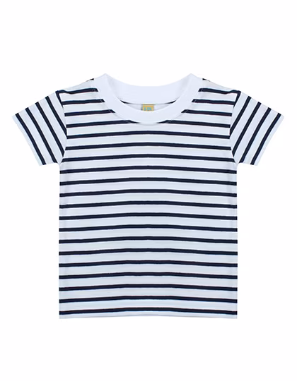 Larkwood T-Shirt a Righe a Maniche Corte per Neonati, White/Oxford Navy 3-4 Jahre, LW027