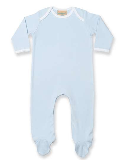Larkwood Langarm Schlafanzug mit Kontrastdetails, Pale Blue/White 0/3 Monate, LW053