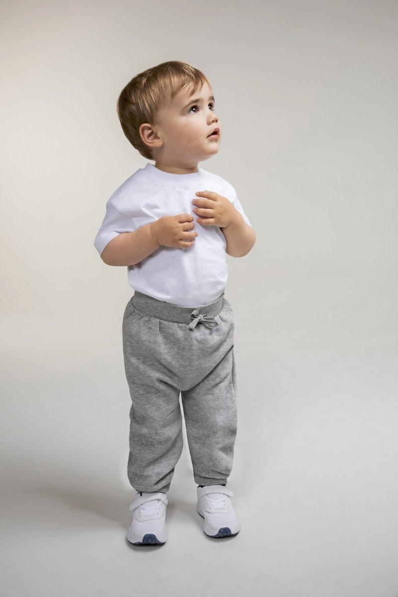 Larkwood Bequeme Kinder Joggers mit Umschlagmanschetten, Heather Grey 6/12 Monate, LW062