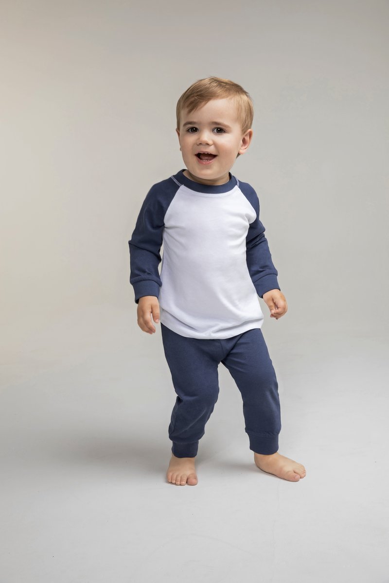 Larkwood Kinder-Pyjama mit Baseball-Shirt-Schnitt, Candyfloss Pink/White 0/6 Monate, LW071