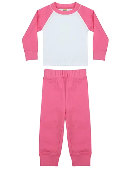 Larkwood Kinder-Pyjama mit Baseball-Shirt-Schnitt, Candyfloss Pink/White 0/6 Monate, LW071