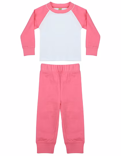 Larkwood Pigiama per Bambini in Stile Baseball, Candyfloss Pink/White 0/6 Monate, LW071