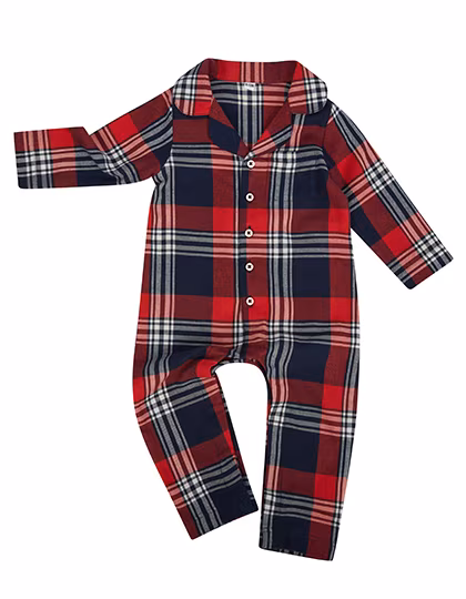 Larkwood Combinaison tartan en flanelle pour bébés, Red-Navy Check 0/6 Monate, LW074