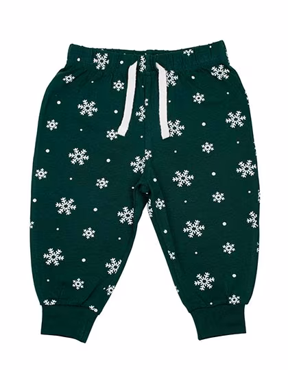 Larkwood Baby Lounge Pants with Elastic Waistband, Bottle Green/White Snowflakes 0/6 Monate, LW085