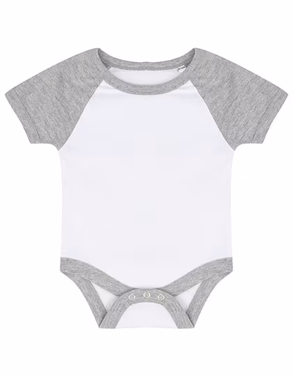 Larkwood Body Baseball a Maniche Corte con Bottoni a Pressione, White/Heather Grey 6/12 Monate, LW502