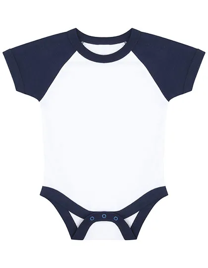 Larkwood Kurzarm Baseball Bodysuit mit Druckknöpfen, White/Navy 0/3 Monate, LW502