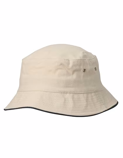 Myrtle beach Cappello da Pescatore con Bordino e Occhielli in Metallo, Natural/Navy S/M (56 cm), MB012