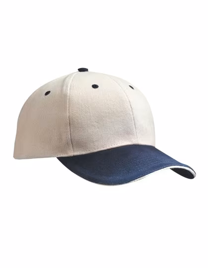 Myrtle beach Cappellino 6 Pannelli Sandwich con Chiusura in Metallo, Beige/Navy One Size, MB024