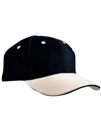 Myrtle beach 6-Panel Sandwich Cap mit Metallverschluss, Black/Beige One Size, MB024