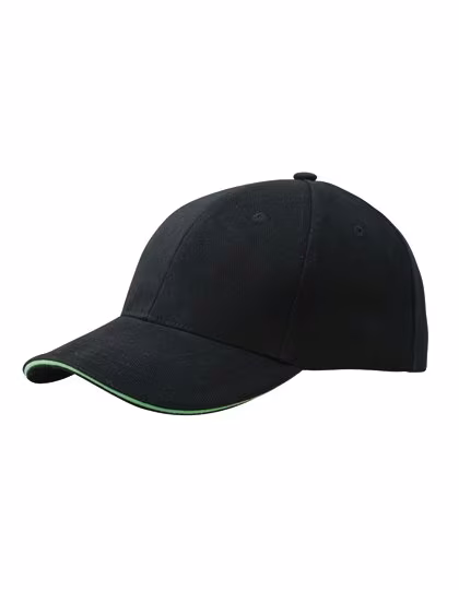 Myrtle beach 6-Panel Sandwich Cap with Metal Closure, Black/Lime Green One Size, MB024