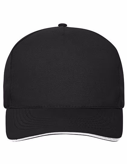 Myrtle beach Cappellino 5 Pannelli Sandwich in Cotone Biologico, Black/White One Size, MB6238