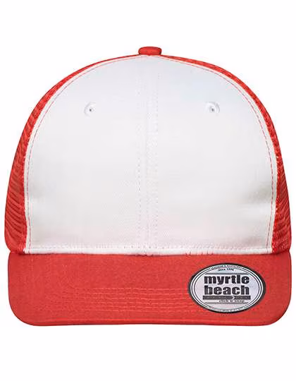 Myrtle beach Casquette mesh 6 panneaux avec visière plate, White/Red One Size, MB6240