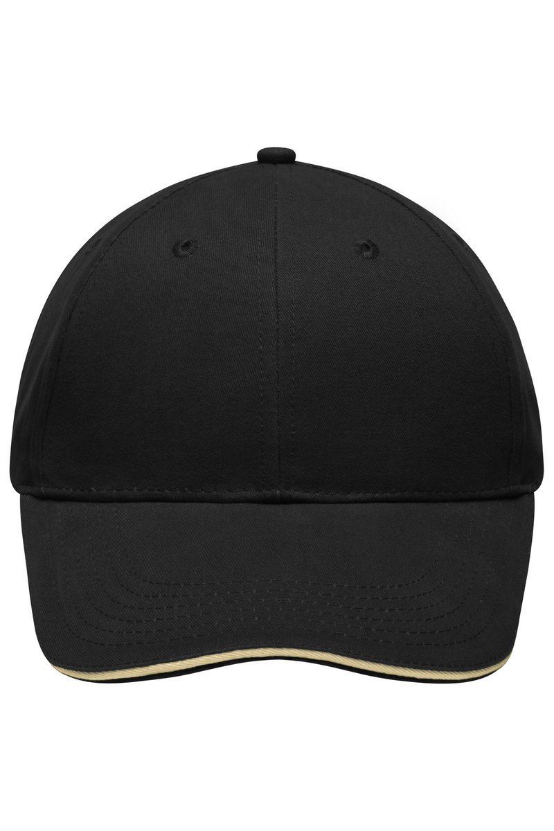 Myrtle beach Light Brushed Sandwich Cap aus Baumwolle, Beige/Black One Size, MB6541