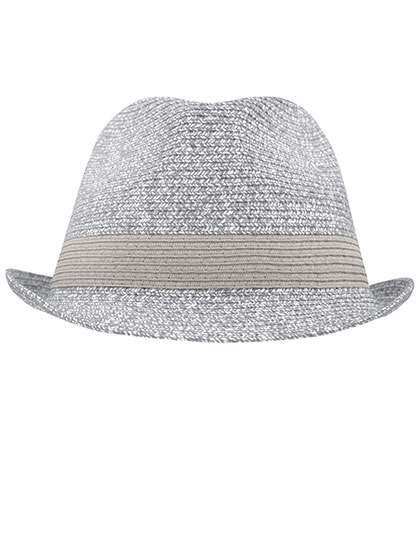 Myrtle beach Melange Hut mit Flechtoptik und Hutband, Grey Melange L/XL (58 cm), MB6700