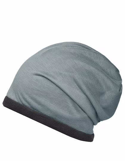 Myrtle beach Fleece-Mütze mit Kontrastabschluss, Grey Heather/Carbon One Size, MB7131