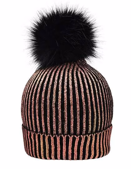 Myrtle beach Metallic Beanie mit Pompon für Damen, Silver/Light Grey One Size, MB7143