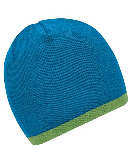 Myrtle beach Strickmütze mit kontrastierendem Saum, Turquoise/Lime Green One Size, MB7584