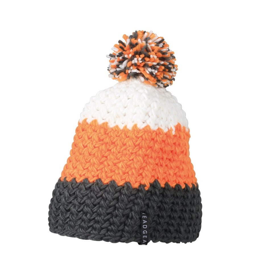 Myrtle beach Bonnet crocheté avec pompon et bande polaire, Yellow/Pacific One Size, MB7940