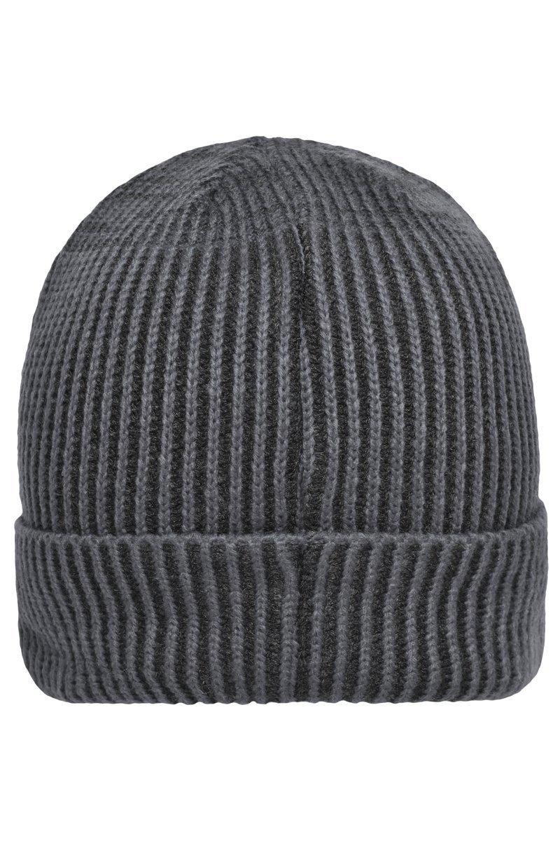 Myrtle beach Ripp-Design Strickmütze aus Polyacryl, Anthracite/Black One Size, MB7988